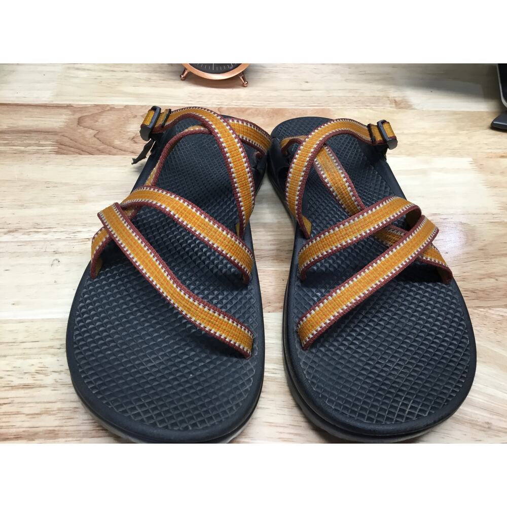 Chaco Women’s 6 Orange Sunset Black Slip-On Comfort Open-Toe Strappy Sandals